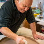 John Higgins at work in his studio 2018